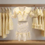 Women's Yellow Sunflower Embroidered Puff Sleeve Midi Dress with Ruffle Hem and Back Tie (3)