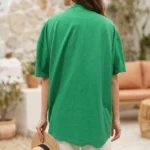 Womens green oversized t shirt with Tom cartoon graphic print in front (5)