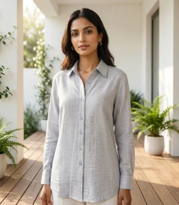 a light grey textured button down long sleeve shirt (2)