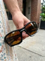 akley matte black wraparound sports sunglasses for men with amber tinted lenses (6)