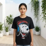 black oversized Snoopy graphic t shirt back (3)