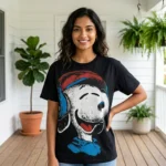 black oversized Snoopy graphic t shirt back (4)