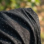black textured relaxed fit pants with white polka dots (5)