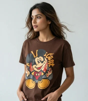 brown short sleeve t shirt with a vintage graphic print (9)