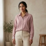 dusty mauve relaxed fit button down shirt (4)