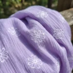lavender tiered midi dress with white floral embroidery and ruffled straps (6)