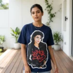 navy blue oversized Michael Jackson Bad Tour 88 graphic t shirt (3)
