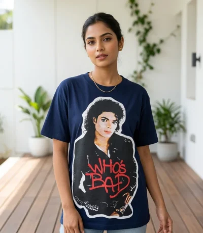 navy blue oversized Michael Jackson Bad Tour 88 graphic t shirt (3)