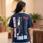 navy blue oversized Michael Jackson Bad Tour 88 graphic t shirt (4)