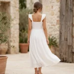 white crinkle textured cotton fabric used for a summer maxi dress (2)