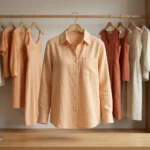 woman wearing a light beige two piece maxi slip dress with a matching open long sleeve shirt (1)