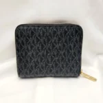 women's black signature logo print small zip around wallet with gold tone hardware and logo lettering (3)