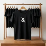Black unisex round neck t shirt with You and Me print for couples (3)