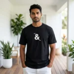 Black unisex round neck t shirt with You and Me print for couples (5)
