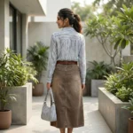 Light blue textured women's full sleeve formal shirt (1)