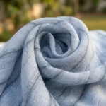 Light blue textured women's full sleeve formal shirt (2)