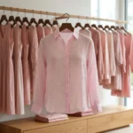 Light pink textured cotton formal casual shirt for women (2)