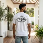 Man and woman wearing a white regular fit unisex t shirt (1)