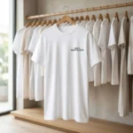 Man and woman wearing a white regular fit unisex t shirt (4)