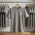 Man and woman wearing casual unisex grey t shirts (2)