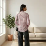 Mauve and pink marble print formal shirt for women (3)