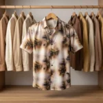 Men's beige abstract print half sleeve casual shirt for summer (3)