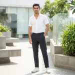 Men's charcoal grey tailored trousers smart casual (4)