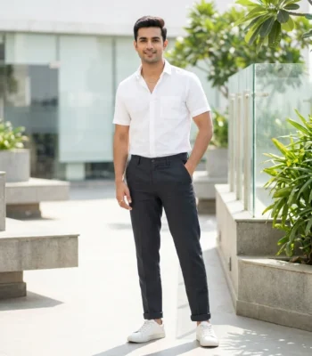 Men's charcoal grey tailored trousers smart casual (4)