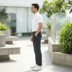 Men's charcoal grey tailored trousers smart casual (5)