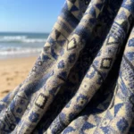Men's indigo and beige geometric print half sleeve casual shirt (4)