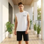 Men's white sleeveless graphic t shirt with dog breed back print (4)