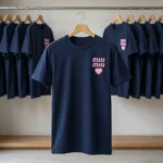 Navy blue men's t shirt with pink typography back print and chest heart (4)