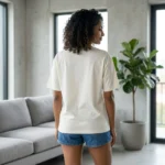 Off white women's oversized t shirt with colorful girl graphic print (2)