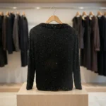 Premium black evening jacket for women with intricate all over sequin and bugle bead embroidery (4)