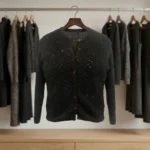 Slim fit black full sleeve beaded cardigan top for women (4)