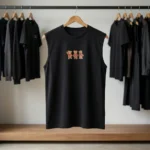 Unisex black sleeveless t shirt with teddy bear graphic print (2)