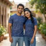 Unisex blue camouflage round neck t shirt for daily wear (1)