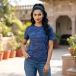 Unisex blue camouflage round neck t shirt for daily wear (3)
