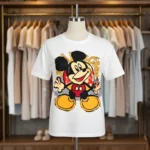Woman wearing a white oversized vintage graphic print t shirt (1)