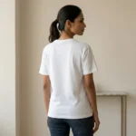 Woman wearing a white oversized vintage graphic print t shirt (2)
