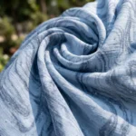 Women light blue marble print button down shirt (3)