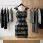 Women's black and silver wavy sequin bodycon mini dress for party wear (4)