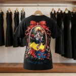 Women's black oversized graphic t shirt with Snow White cat print (5)