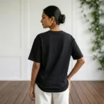 Women's black oversized t shirt with colourful graphic print (1)