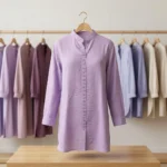 Women's lavender linen long shirt dress (4)