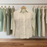 Women's pastel green long sleeve formal shirt with white thread embroidery (4)