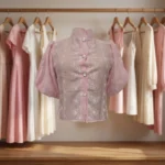Women's pink embroidered puff sleeve shirt (2)