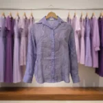 Women's purple marble print long sleeve semi sheer shirt (1)