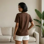 Women's relaxed fit brown t shirt with a colorful character graphic print (3)