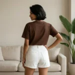 Women's relaxed fit brown t shirt with a colorful character graphic print (5)